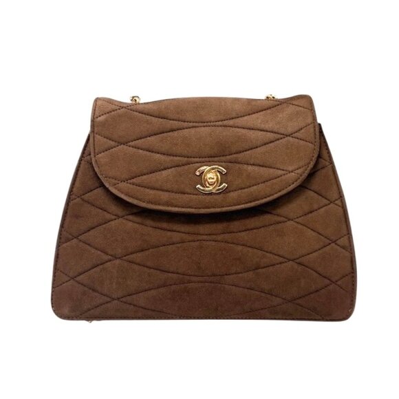 CHANEL Vintage CC Mark Logo Turnlock Chain Crossbody Bag Brown Gold [106335] - Picture 5 of 11